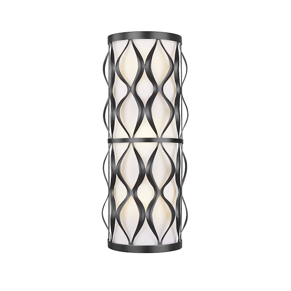 Z-Lite Harden Wall Sconce, 3-Light, 8 In.W x 4.5 In.L x 22.5 In.H, Matte Black/White 1948-3S-MB - main